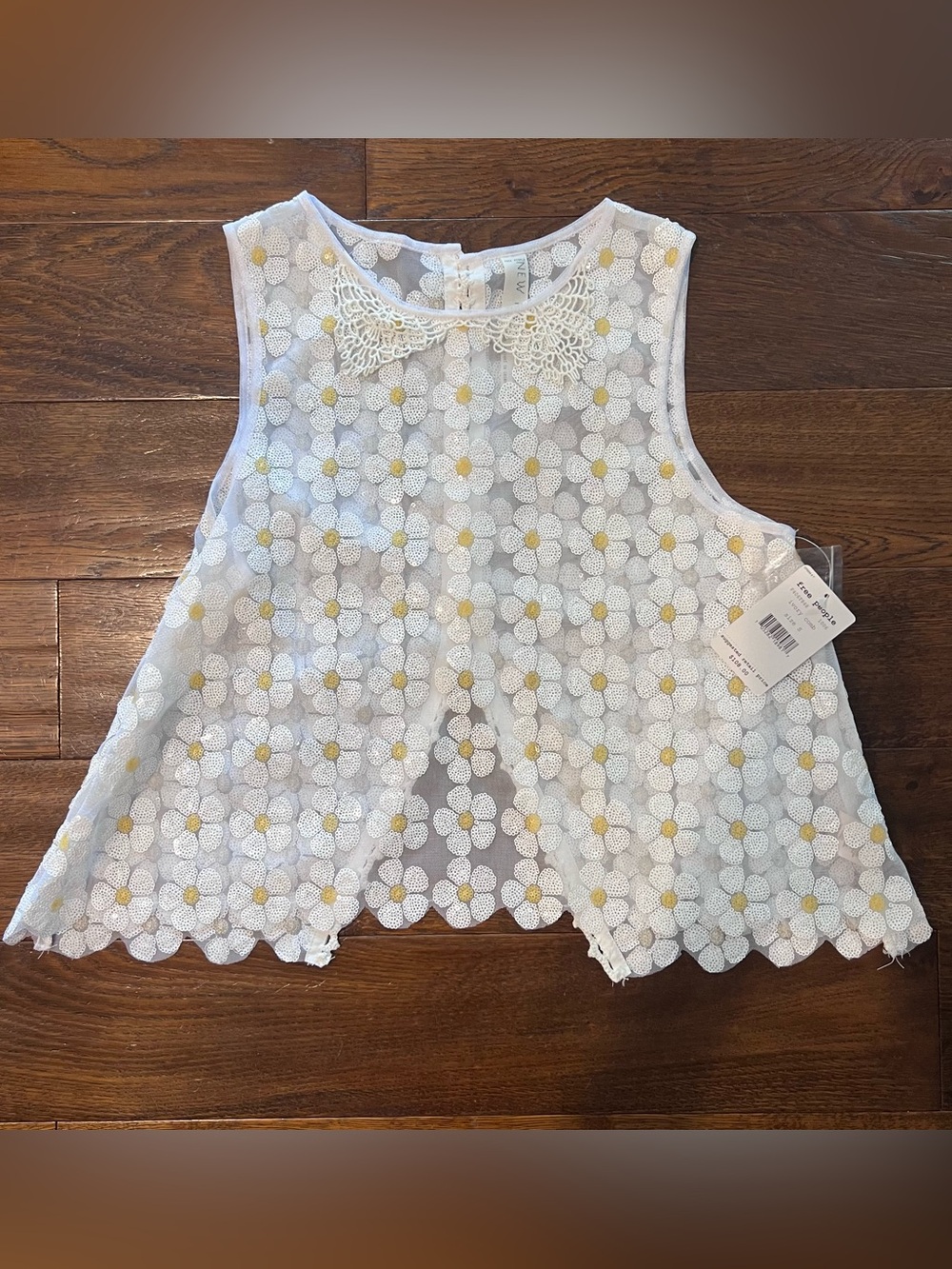 NWT New Romantics (Free People) Floral Sheer Sleeveless Blouse Size S